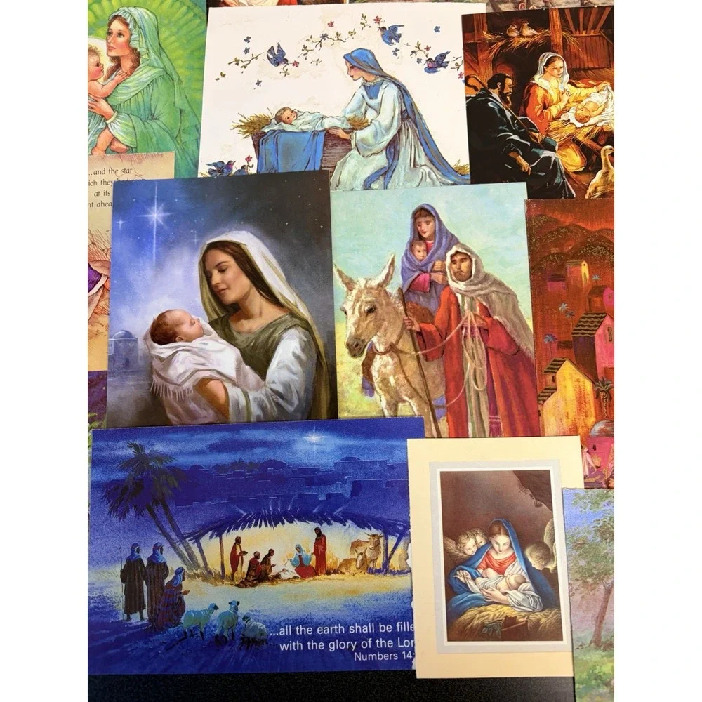 Vintage Christmas Cards Fronts ONLY Nativity Scrapbooking Crafts Lot of 50+